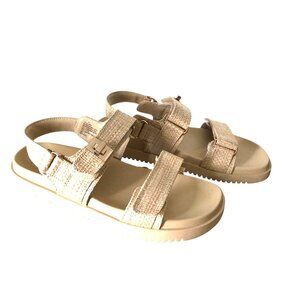 A New Day Womens Textured Beige Sandals Size 9.5 Adjustable Straps Comfortable F